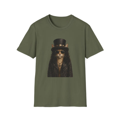 Slash Cat Parody — Vintage Top Hat Guitarist Cat Graphic T‑Shirt
