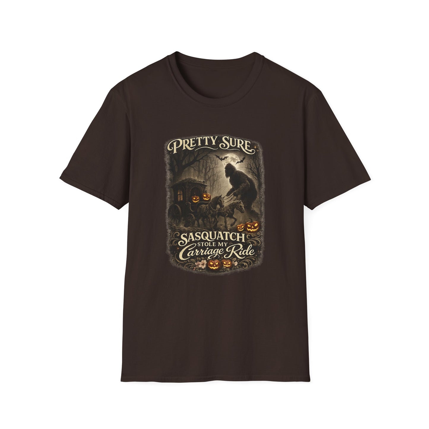 Sasquatch Stole My Carriage Ride Funny Halloween T-Shirt