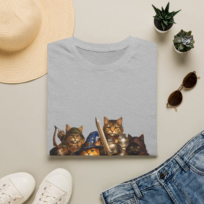 D&D Cats Party Funny Parody T-Shirt — Cute RPG Kitty Wizards & Warriors Tee