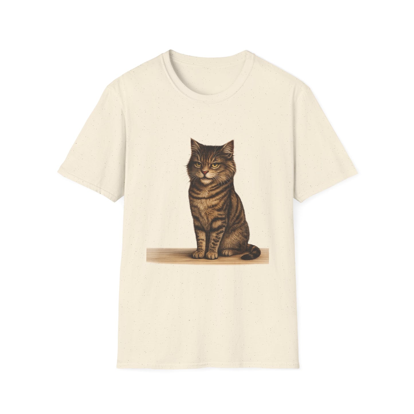Grumpy Cat Portrait Funny T-Shirt— Realistic Brown Striped Cat Tee for Cat Lovers