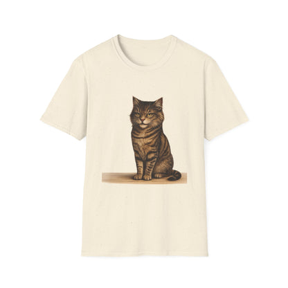 Grumpy Cat Portrait Funny T-Shirt— Realistic Brown Striped Cat Tee for Cat Lovers