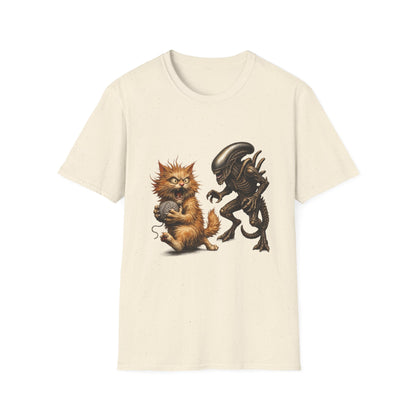 Xenomorph vs. Cat - Alien Graphic T-Shirt — Funny Sci‑Fi Cat Tee