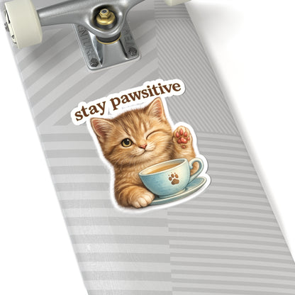 Stay Pawsitive Cute Cat Sticker
