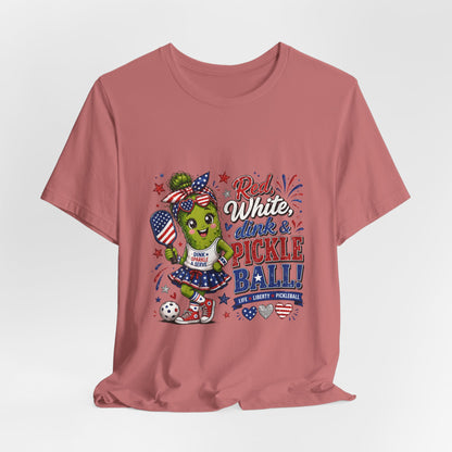 Red, White, Dink & Pickleball Funny Patriotic T-Shirt
