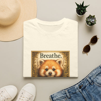 Breathe Red Panda T‑Shirt — "Breathe. Just breathe." Relaxation Tee