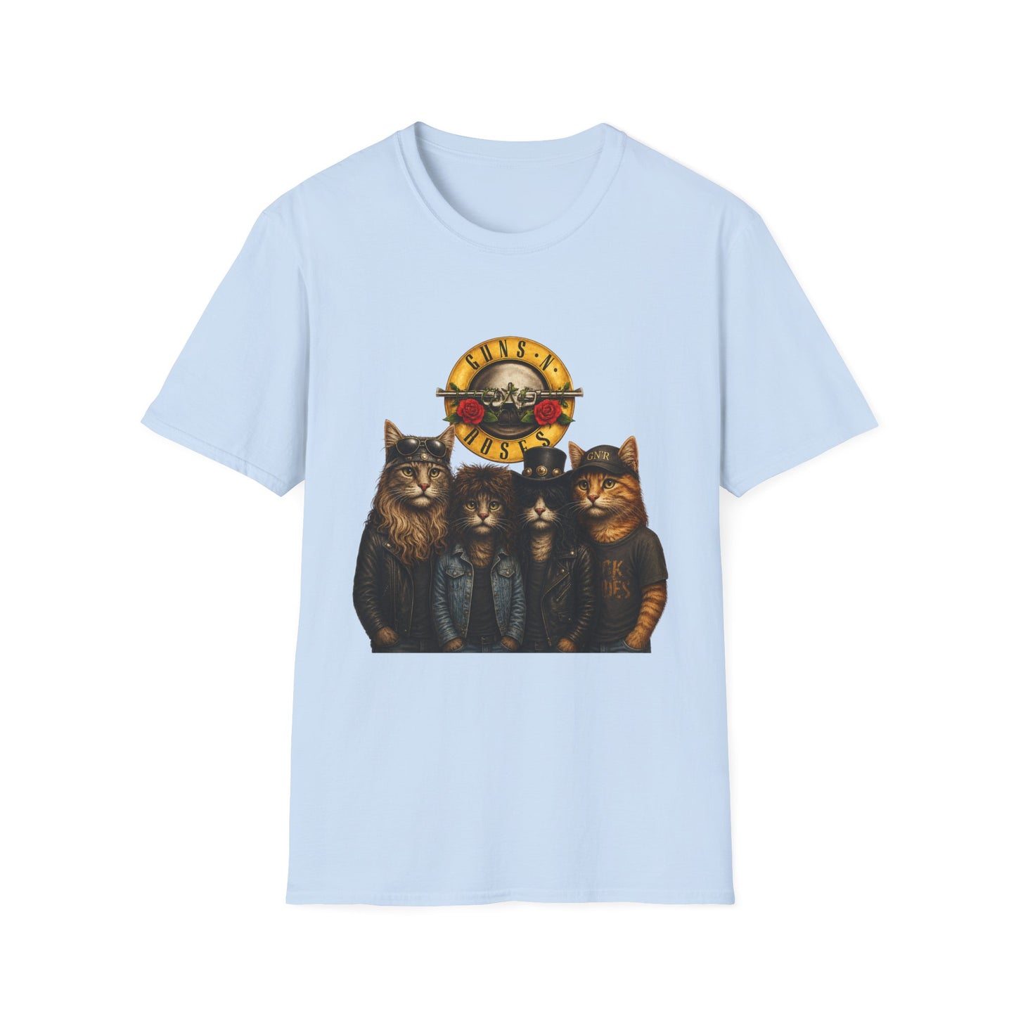 Guns and Roses Cats Funny Band Parody T-Shirt