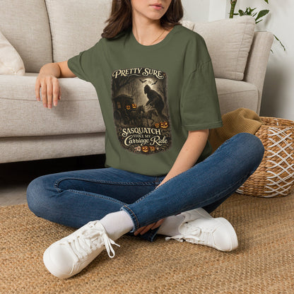 Sasquatch Stole My Carriage Ride Funny Halloween T-Shirt
