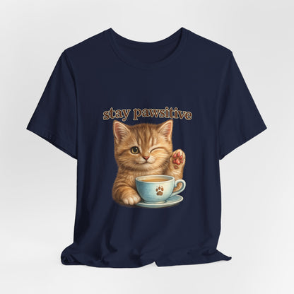 Stay Pawsitive Cute Cat T-Shirt