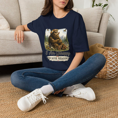 I Am Unhappy Because Reasons Funny Bigfoot T-Shirt