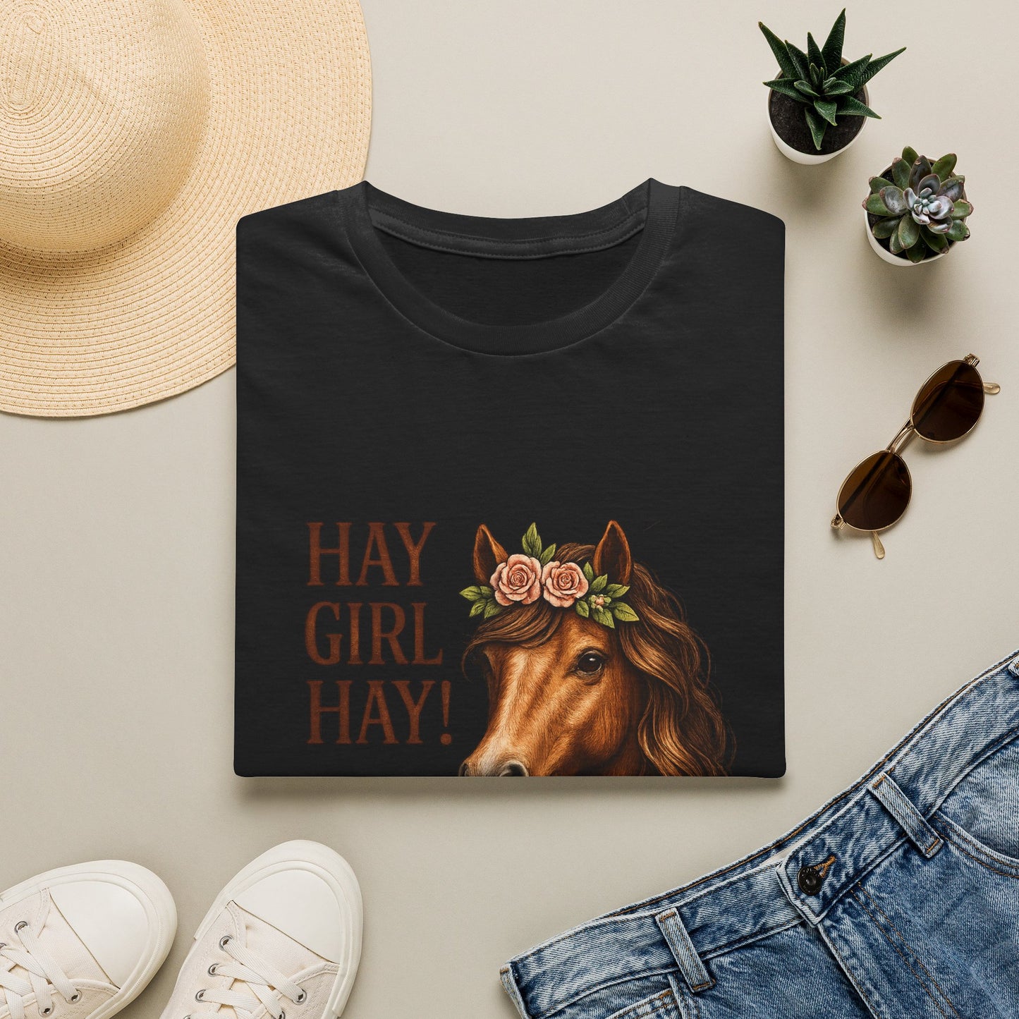 Hay Girl Hay! Horse Graphic T‑Shirt — Hay Girl Hay Funny Horse