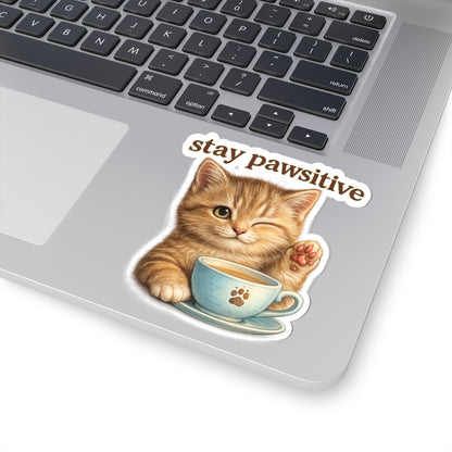 Stay Pawsitive Cute Cat Sticker