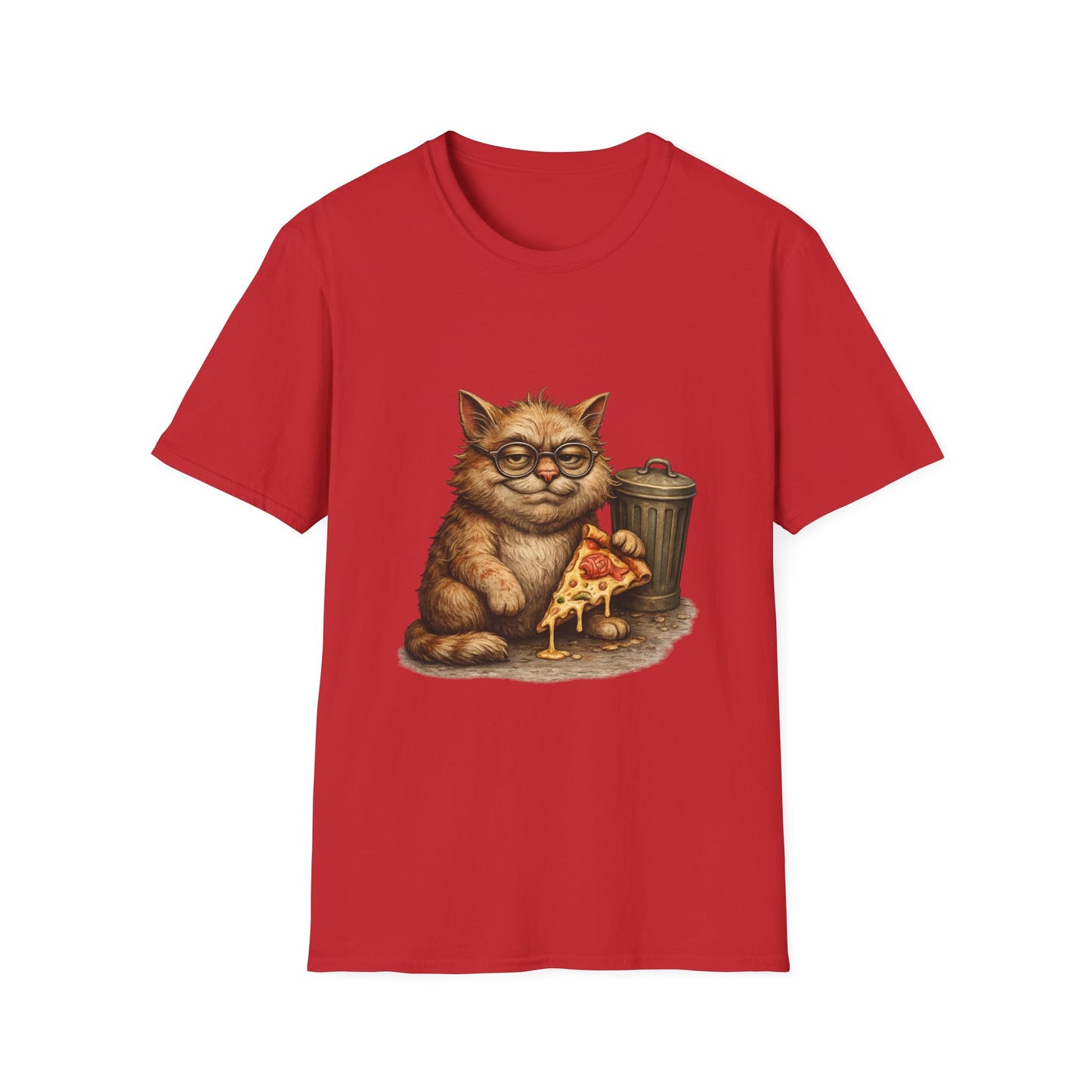 Danny DeVito Cat Parody— Cute Cat with Glasses & Pizza Graphic Tee