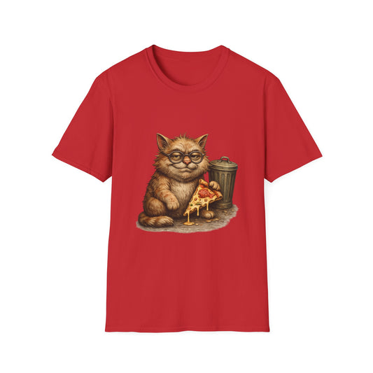 Danny DeVito Cat Parody— Cute Cat with Glasses & Pizza Graphic Tee