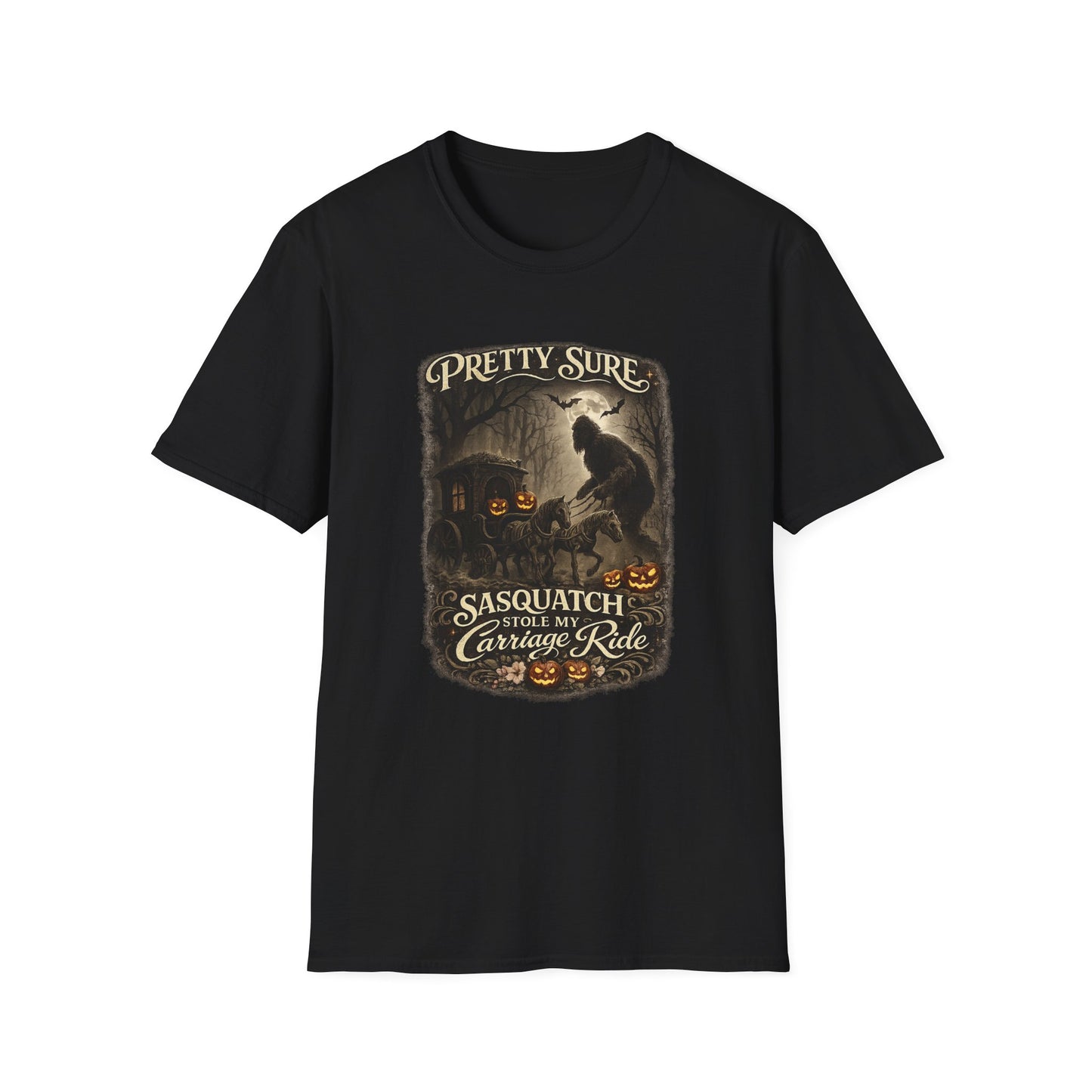 Sasquatch Stole My Carriage Ride Funny Halloween T-Shirt