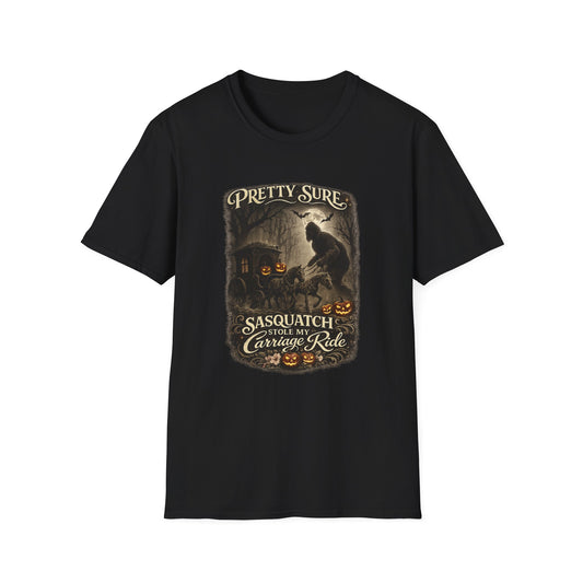 Sasquatch Stole My Carriage Ride Funny Halloween T-Shirt