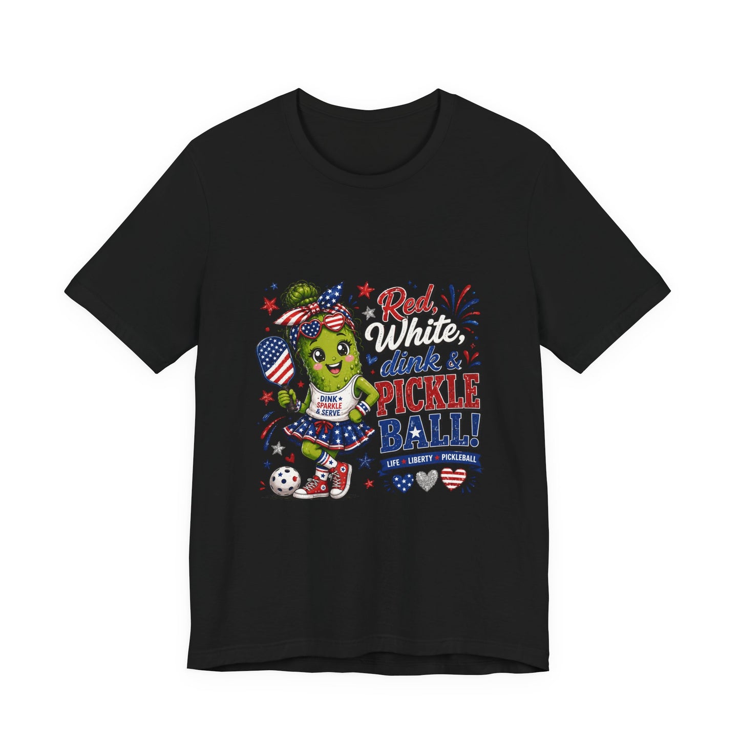 Red, White, Dink & Pickleball Funny Patriotic T-Shirt