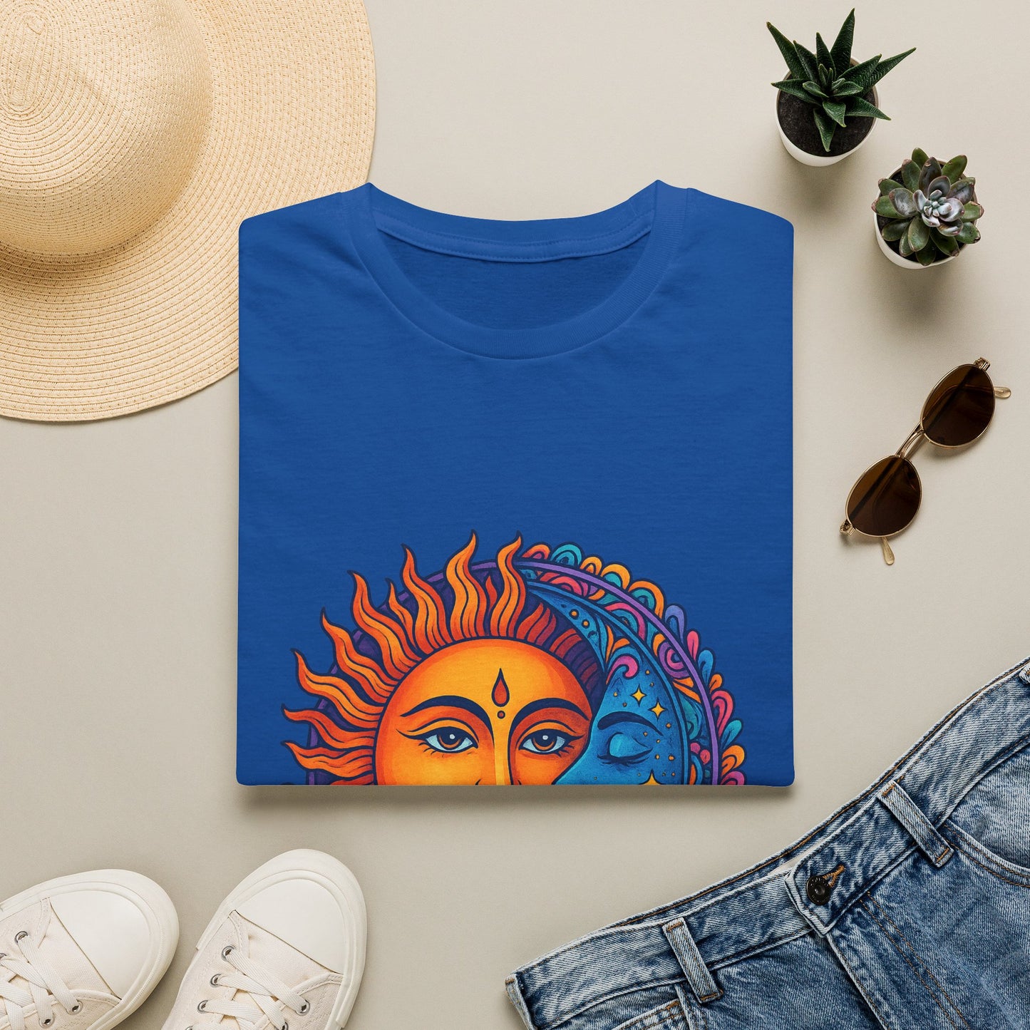 Sun and Moon Sacred Balance Indian Art T-Shirt