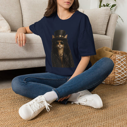 Slash Cat Parody — Vintage Top Hat Guitarist Cat Graphic T‑Shirt