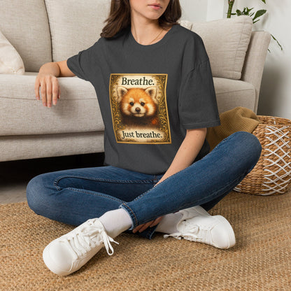 Breathe Red Panda T‑Shirt — "Breathe. Just breathe." Relaxation Tee