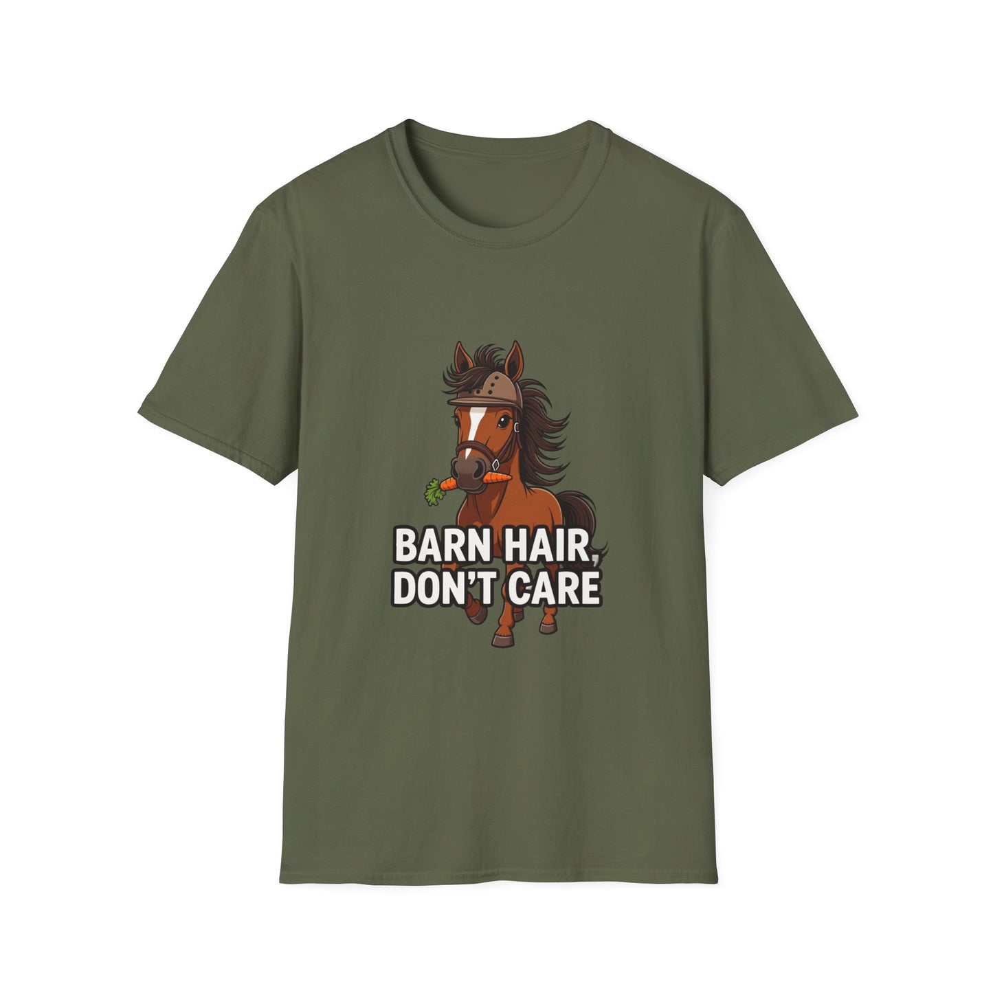 Barn Hair, Don't Care Funny Equestrian T-Shirt