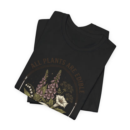 All Plants Are Edible Tee | Dark Nature Humor, Vintage Botanical Skull