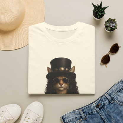 Slash Cat Parody — Vintage Top Hat Guitarist Cat Graphic T‑Shirt
