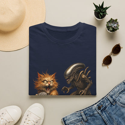 Xenomorph vs. Cat - Alien Graphic T-Shirt — Funny Sci‑Fi Cat Tee