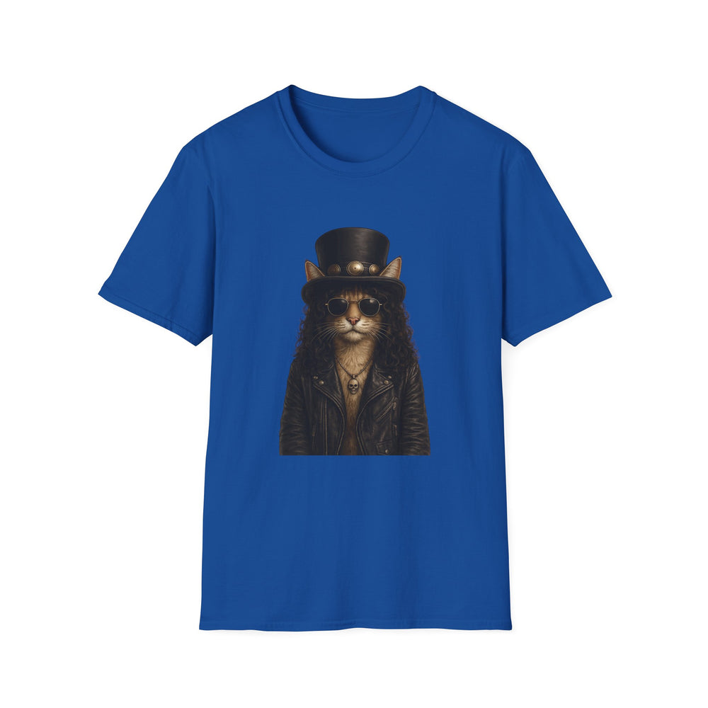 Slash Cat Parody — Vintage Top Hat Guitarist Cat Graphic T‑Shirt