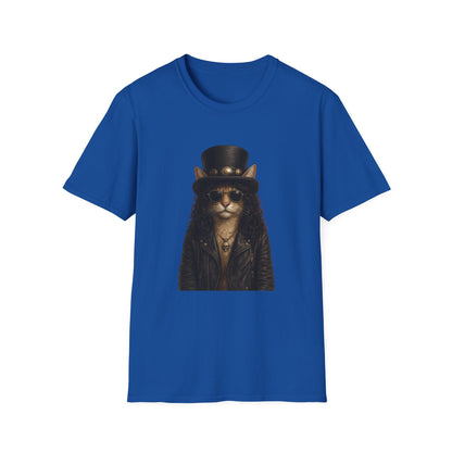 Slash Cat Parody — Vintage Top Hat Guitarist Cat Graphic T‑Shirt