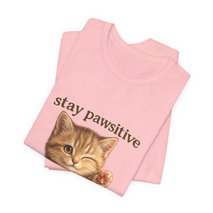 Stay Pawsitive Cute Cat T-Shirt