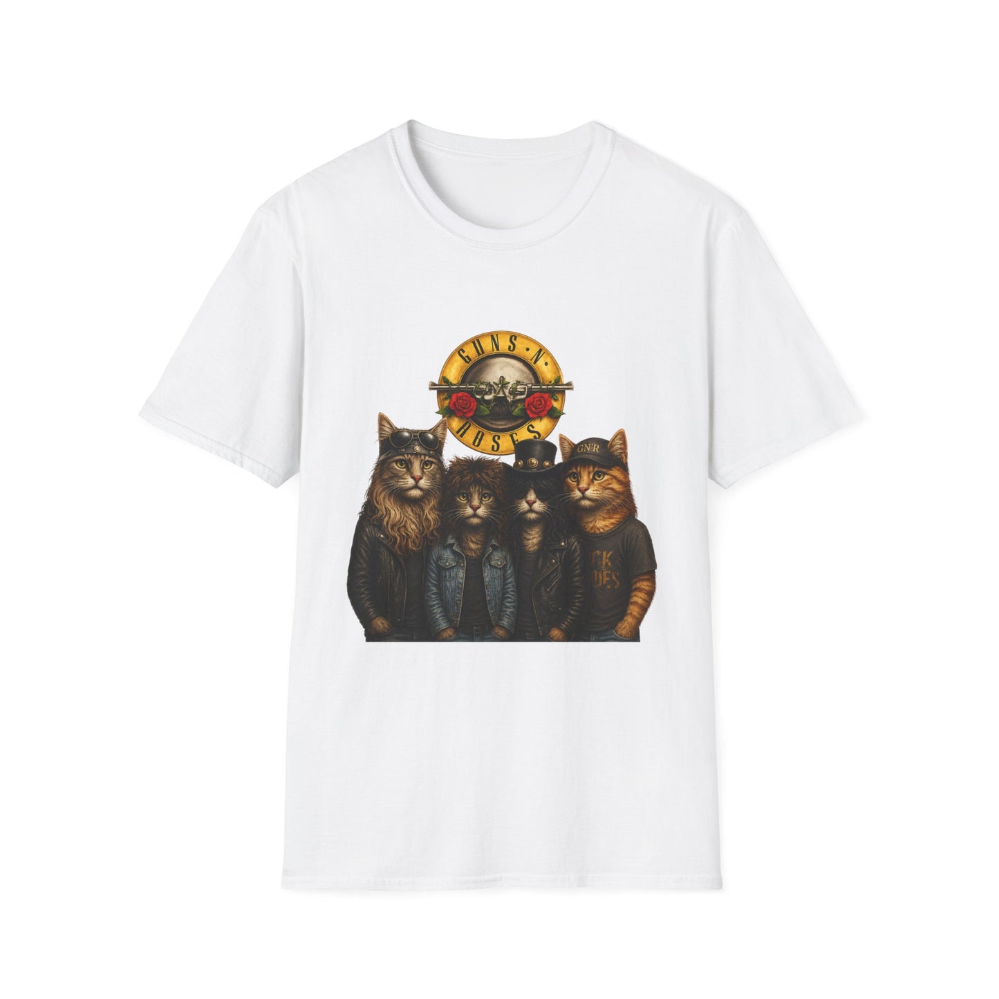 Guns and Roses Cats Funny Band Parody T-Shirt