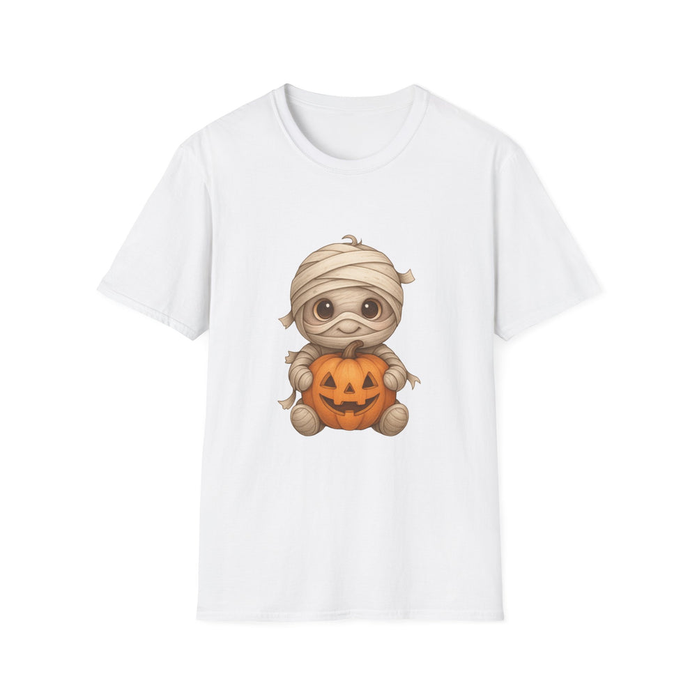 Cute Baby Mummy Holding Pumpkin Halloween T-Shirt