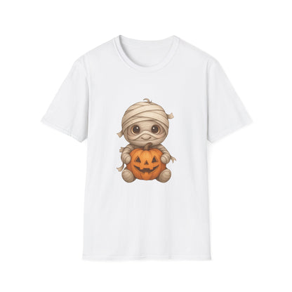 Cute Baby Mummy Holding Pumpkin Halloween T-Shirt