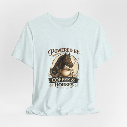 Powered By Coffee & Horses Funny Equestrian T-Shirt