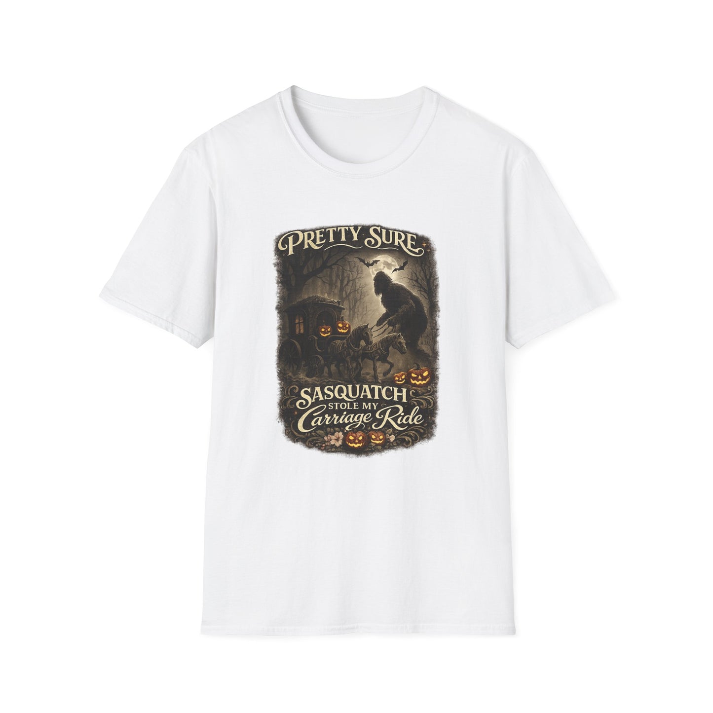 Sasquatch Stole My Carriage Ride Funny Halloween T-Shirt