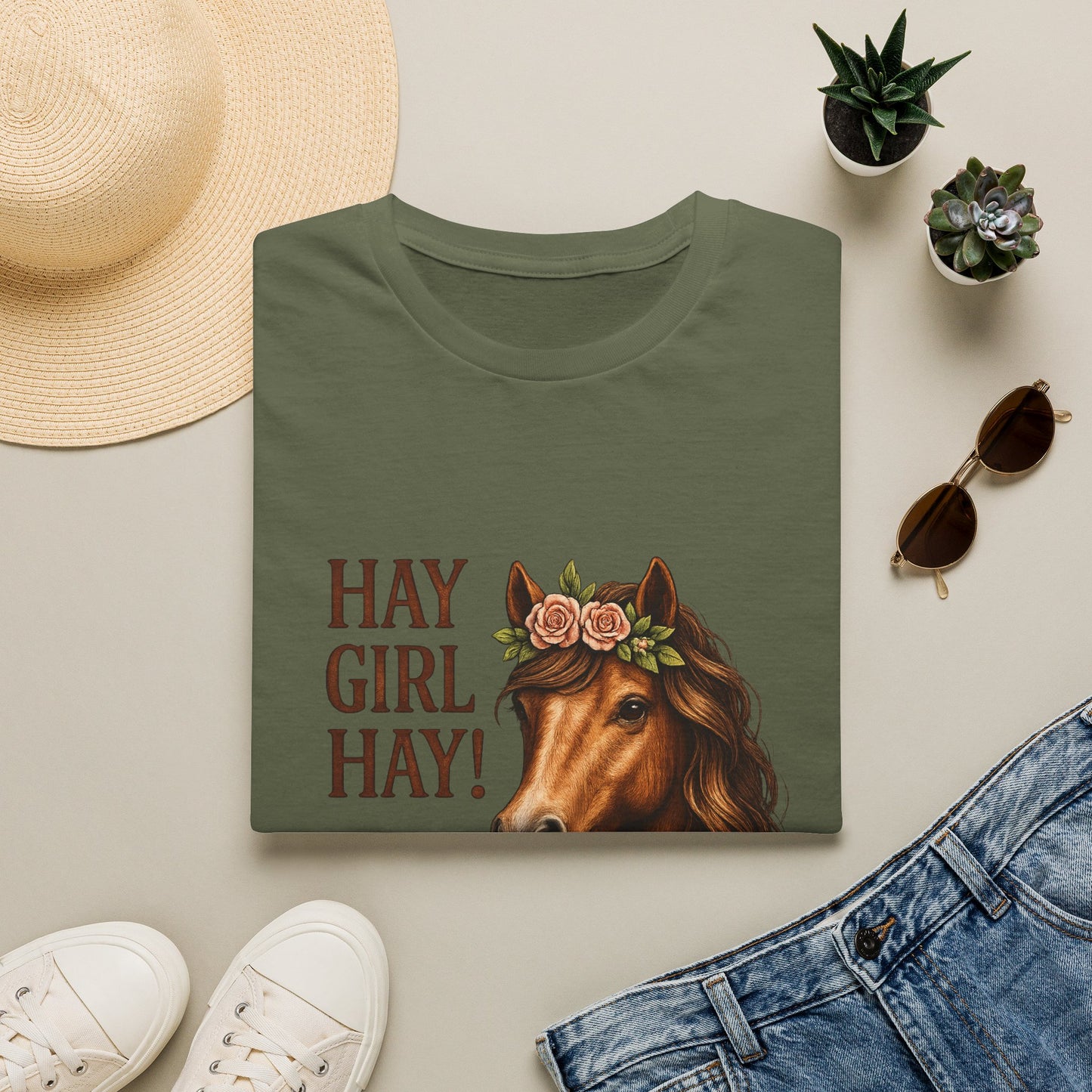 Hay Girl Hay! Horse Graphic T‑Shirt — Hay Girl Hay Funny Horse