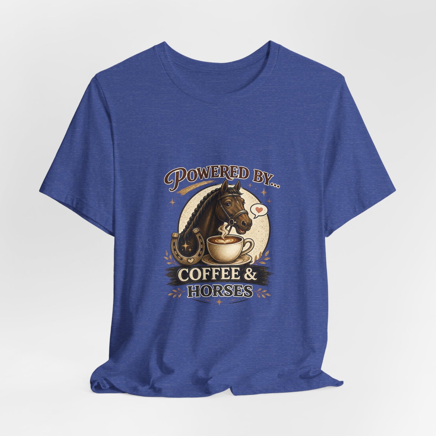 Powered By Coffee & Horses Funny Equestrian T-Shirt