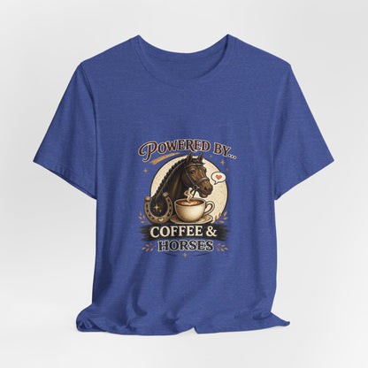 Powered By Coffee & Horses Funny Equestrian T-Shirt