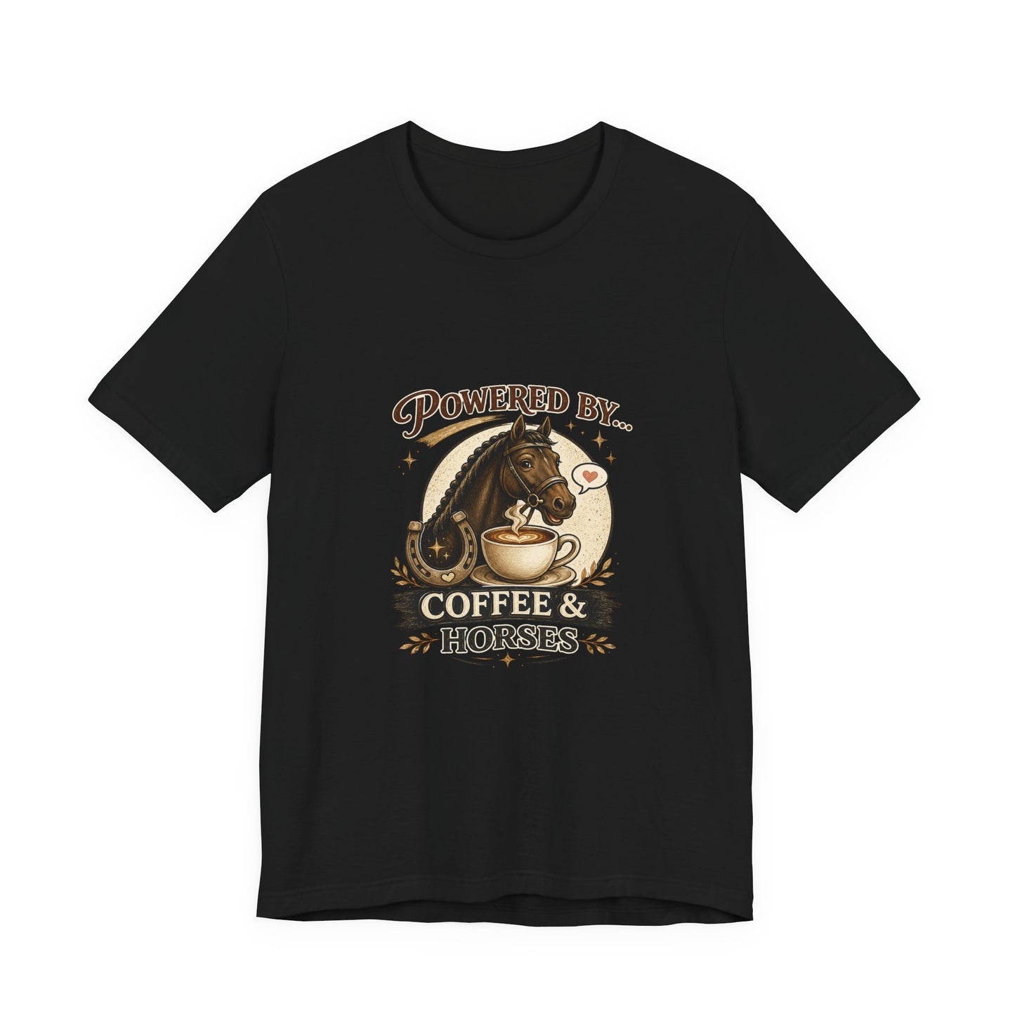 Powered By Coffee & Horses Funny Equestrian T-Shirt
