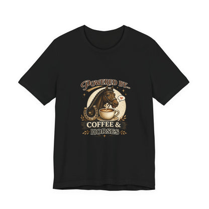 Powered By Coffee & Horses Funny Equestrian T-Shirt