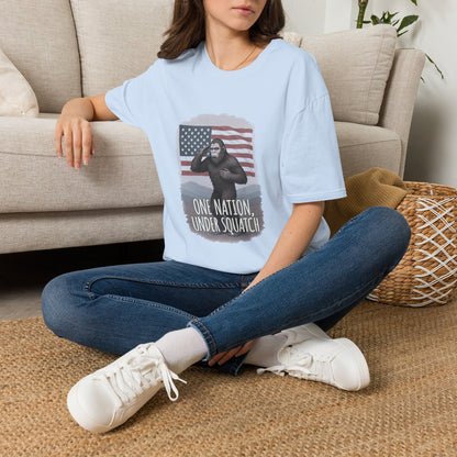 One Nation Under Squatch Funny Patriotic Bigfoot T-Shirt