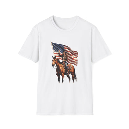 Patriotic Cowgirl American Flag Rodeo T-Shirt