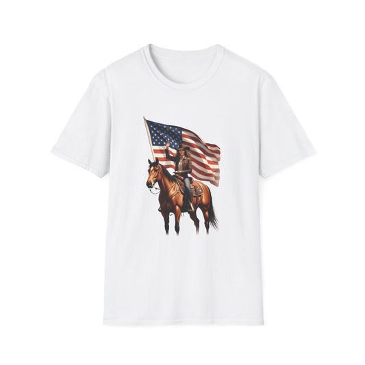 Patriotic Cowgirl American Flag Rodeo T-Shirt