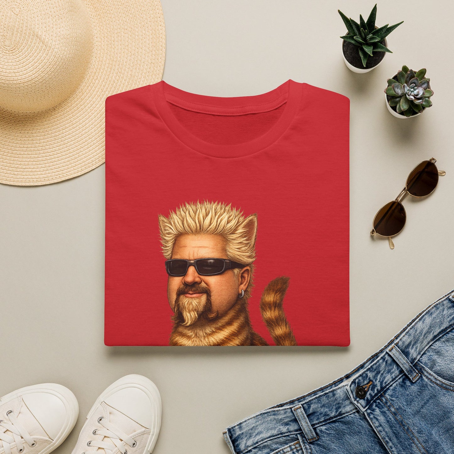 Guy Fieri Cat Funny Parody T-Shirt