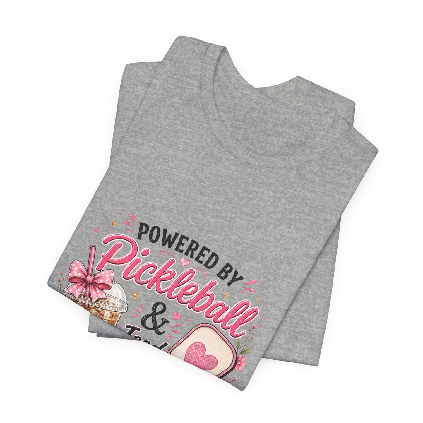 Pickleball & Iced Coffee Tee — 'Powered by Pickleball & Iced Coffee' Graphic Shirt