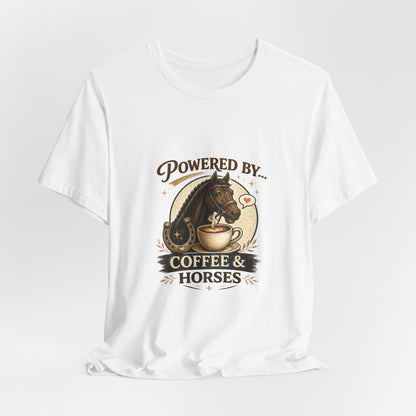 Powered By Coffee & Horses Funny Equestrian T-Shirt