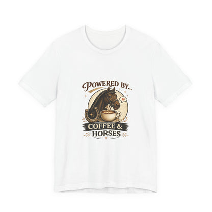 Powered By Coffee & Horses Funny Equestrian T-Shirt
