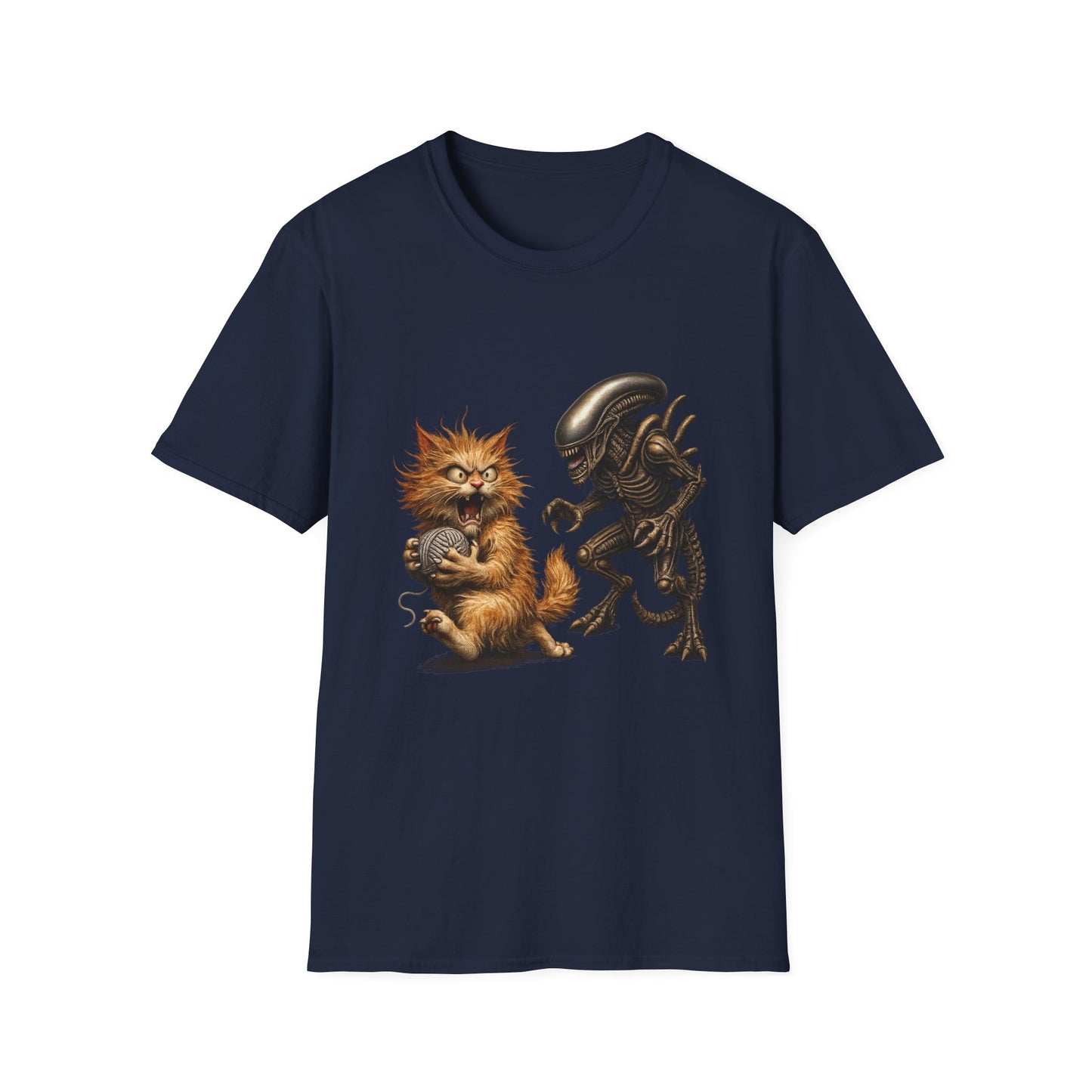 Xenomorph vs. Cat - Alien Graphic T-Shirt — Funny Sci‑Fi Cat Tee