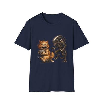 Xenomorph vs. Cat - Alien Graphic T-Shirt — Funny Sci‑Fi Cat Tee