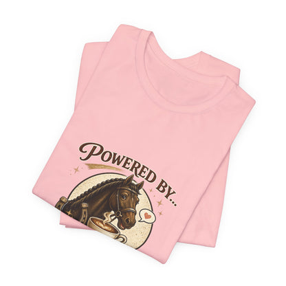 Powered By Coffee & Horses Funny Equestrian T-Shirt